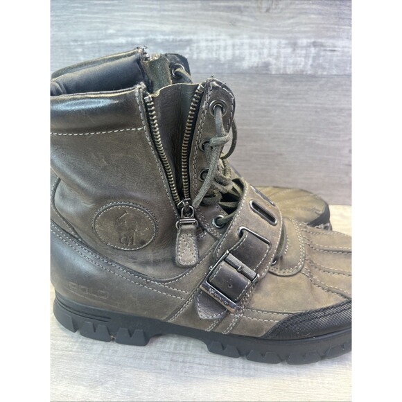 Polo Ralph Lauren Andres Boots Mens 11 D  Lace Up Buckle Zip Leather - Picture 8 of 16